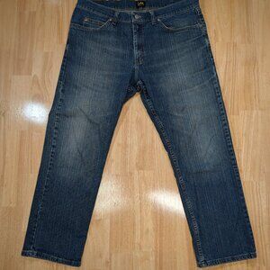 Lee Regular Fit Jeans Men 38x28 Blue Denim Straight Leg Stretch